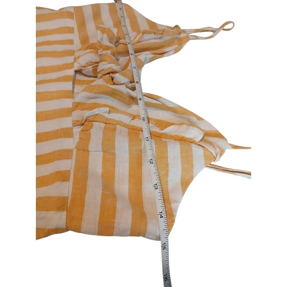 CAD Babydoll Yellow White Stripe Tie Front Cutout Sundress Small Bow Kawaii